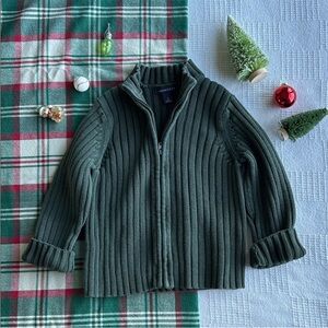 Lands End Forest Green zip sweater 
size Medium